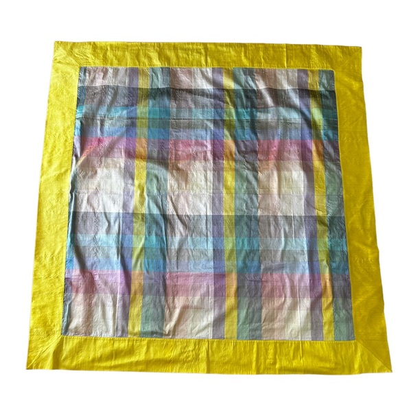 Stunning Thai Pastel Rainbow Raw Silk Tablecloth LNC - Picture 3 of 9